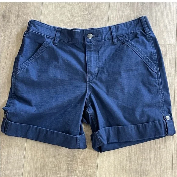 Carhartt BS213-W Force Original Fit Work Shorts Women 10 32x5 Navy Blue Rip Stop - Picture 2 of 9